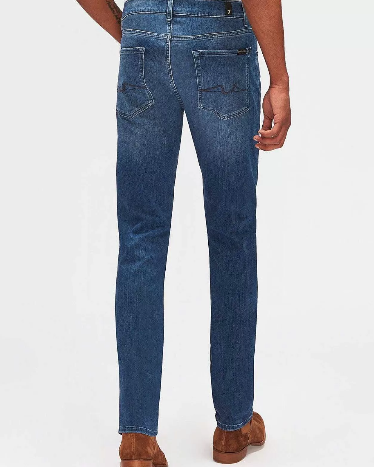 Men 7 For All Mankind Jeans*Luxe Performance Plus Slimmy In Mid Blue