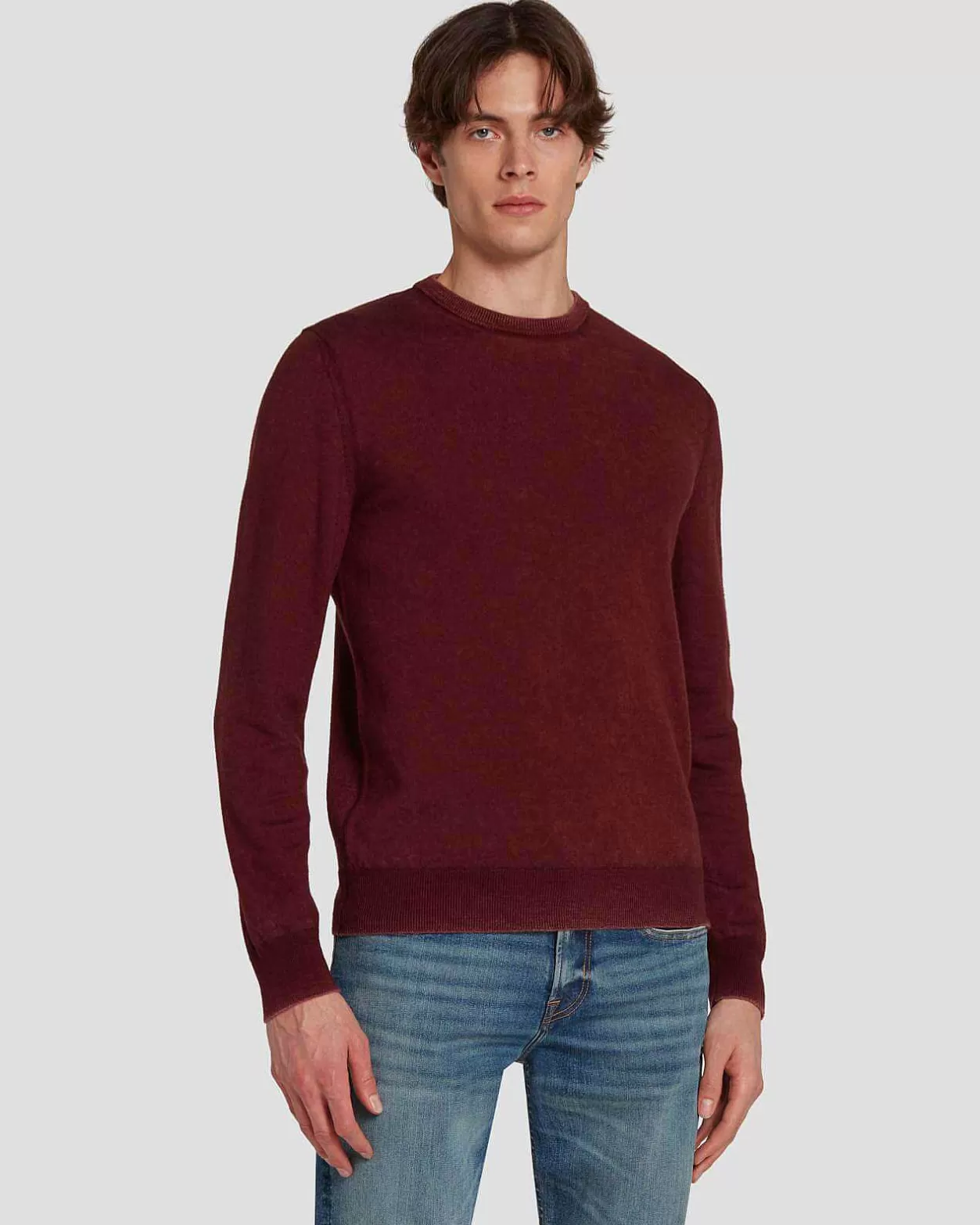 Men 7 For All Mankind Sweaters*Merino Wool Sweater In Mulberry