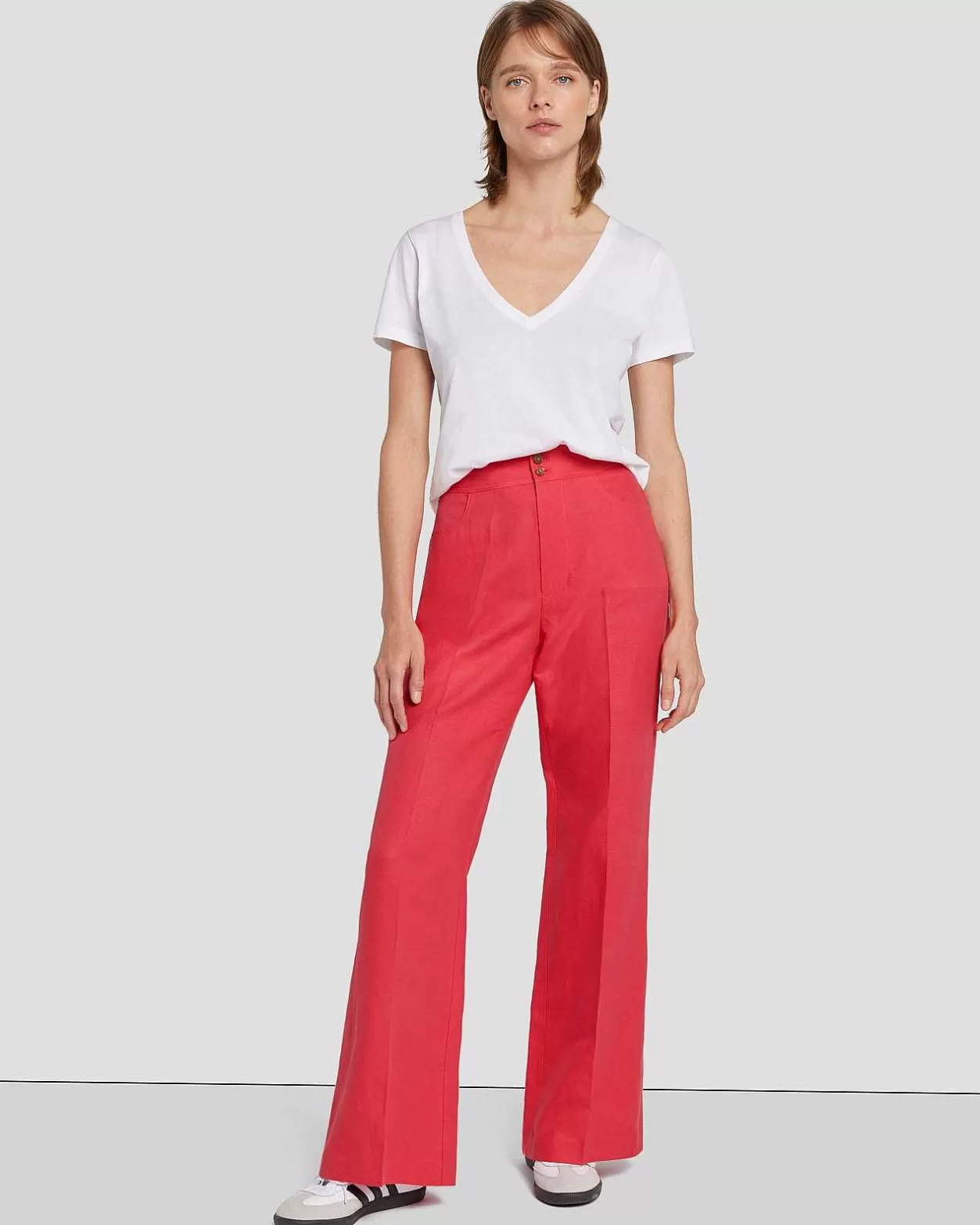 Women 7 For All Mankind Pants*Modern Dojo Linen Trouser In Geranium