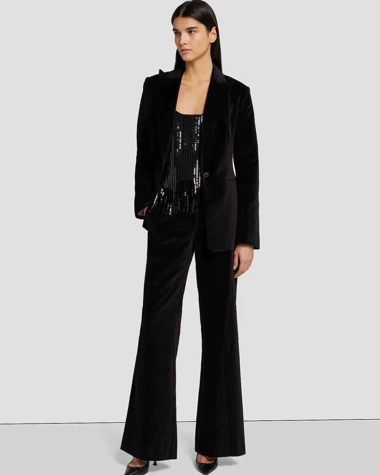 Women 7 For All Mankind Pants*Modern Dojo Velvet Trouser In Black