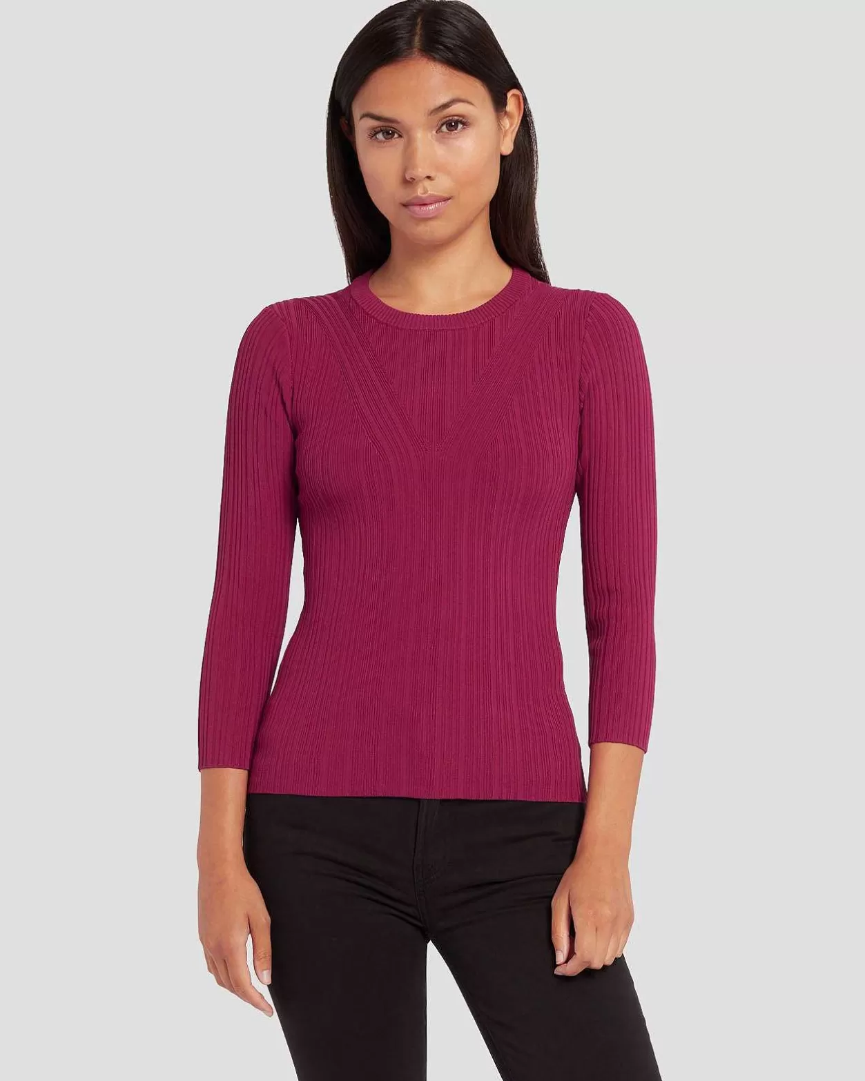 Women 7 For All Mankind Tops*Open Back Knit Top In Raspberry