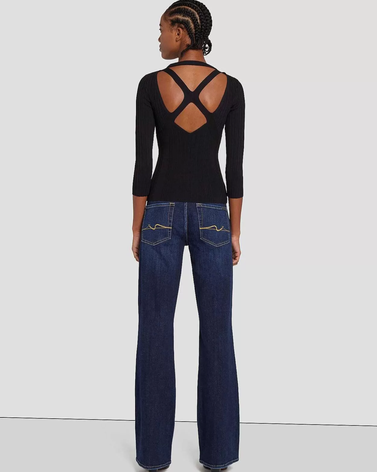 Women 7 For All Mankind Tops*Open Back Knit Top In Black