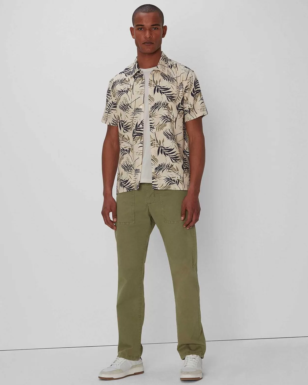 Men 7 For All Mankind Shirts*Palm Print Camp Shirt In Tea