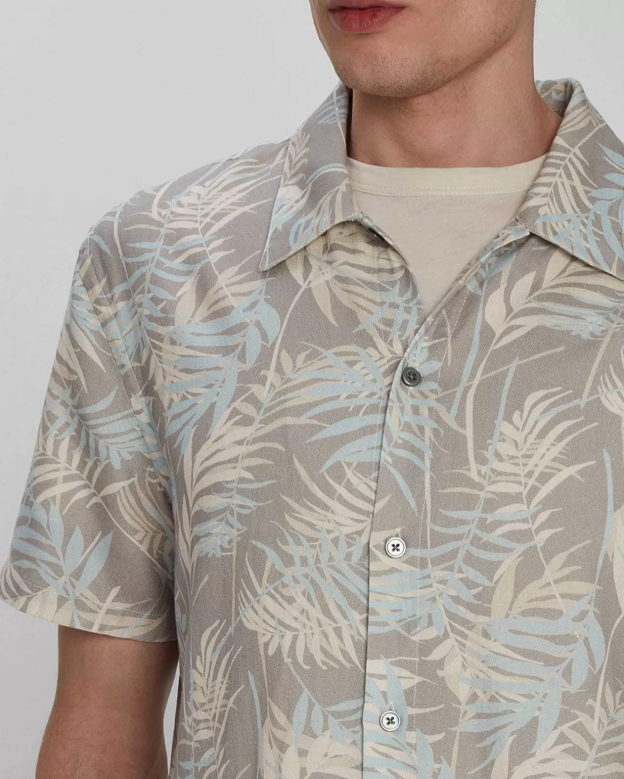 Men 7 For All Mankind Shirts*Palm Print Camp Shirt In Indigo