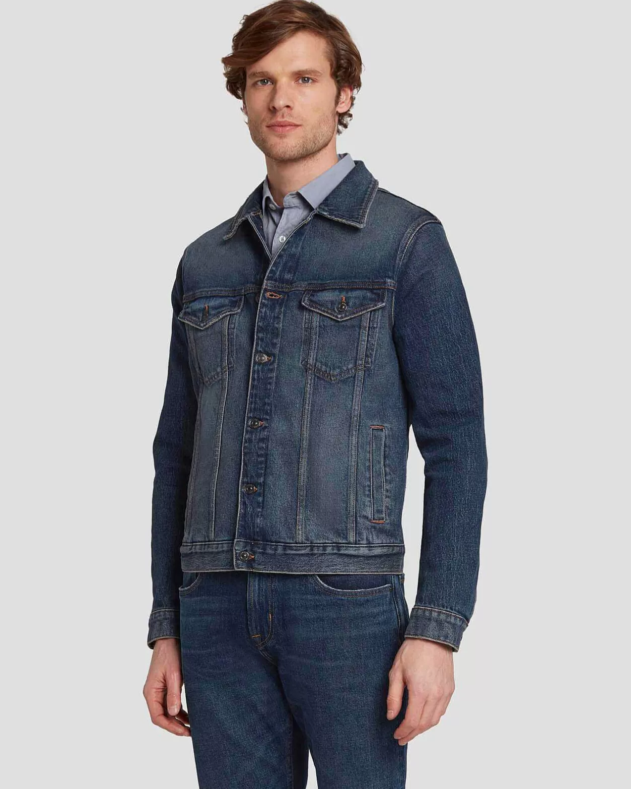 Men 7 For All Mankind Jeans*Perfect Trucker Jacket In Depart