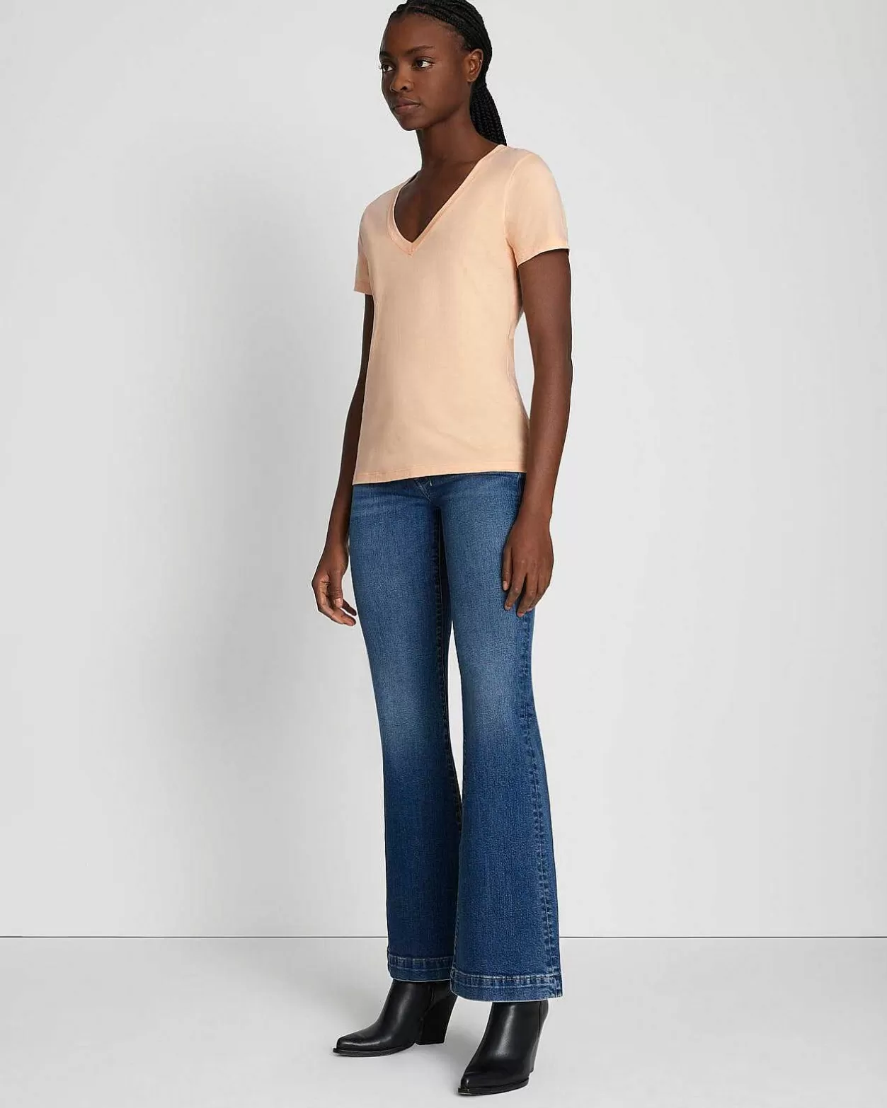 Women 7 For All Mankind Tops*Pima Cotton Easy V-Neck Tee In Prairie Sunset