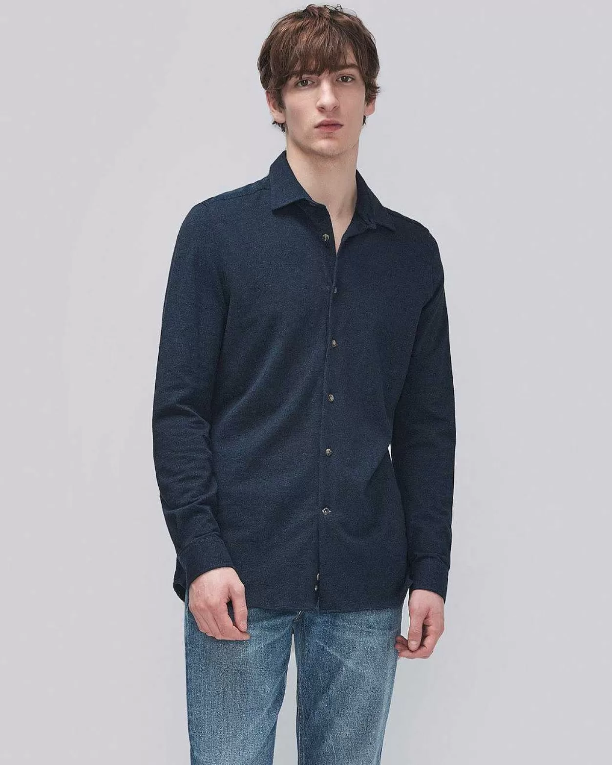 Men 7 For All Mankind Shirts*Pique Knit Button Down In Navy