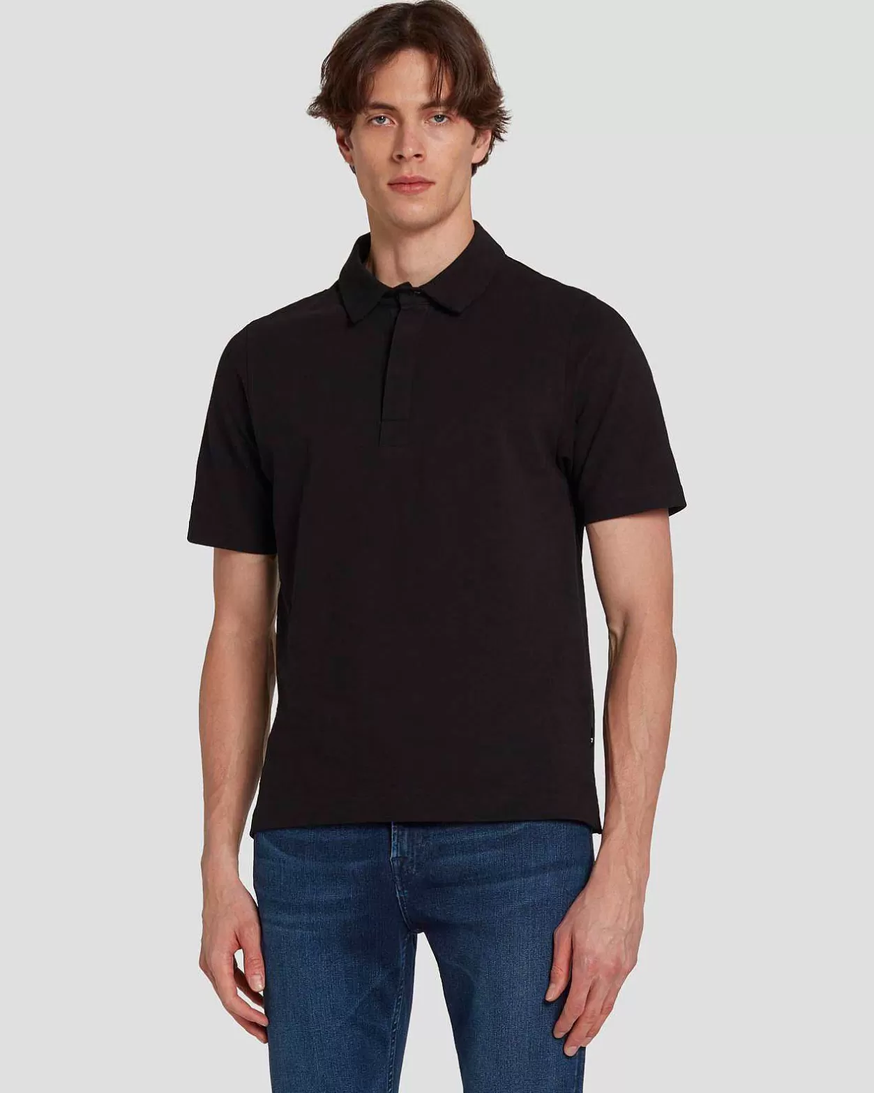 Men 7 For All Mankind Shirts*Pique Knit Polo In Black