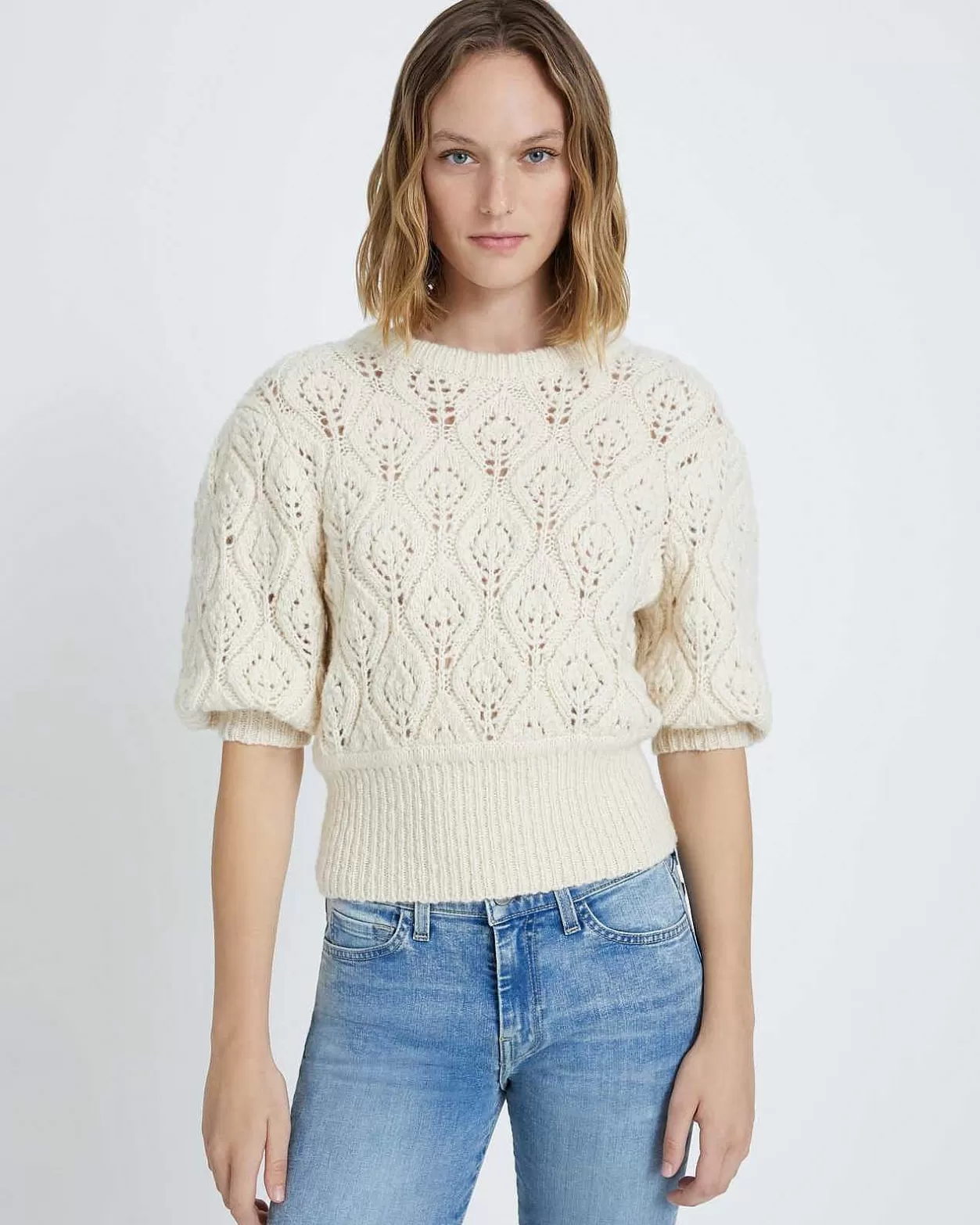 Women 7 For All Mankind Sweaters*Pointelle Sweater In Cream