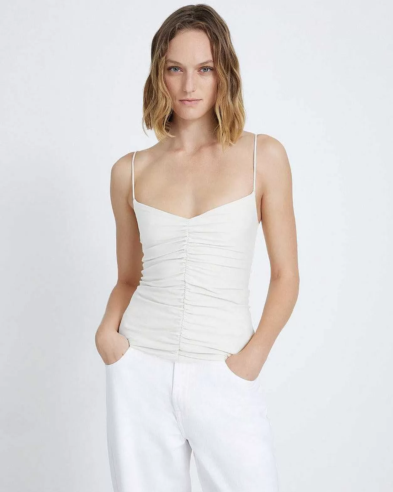 Women 7 For All Mankind Tops*Ruched Cami In White