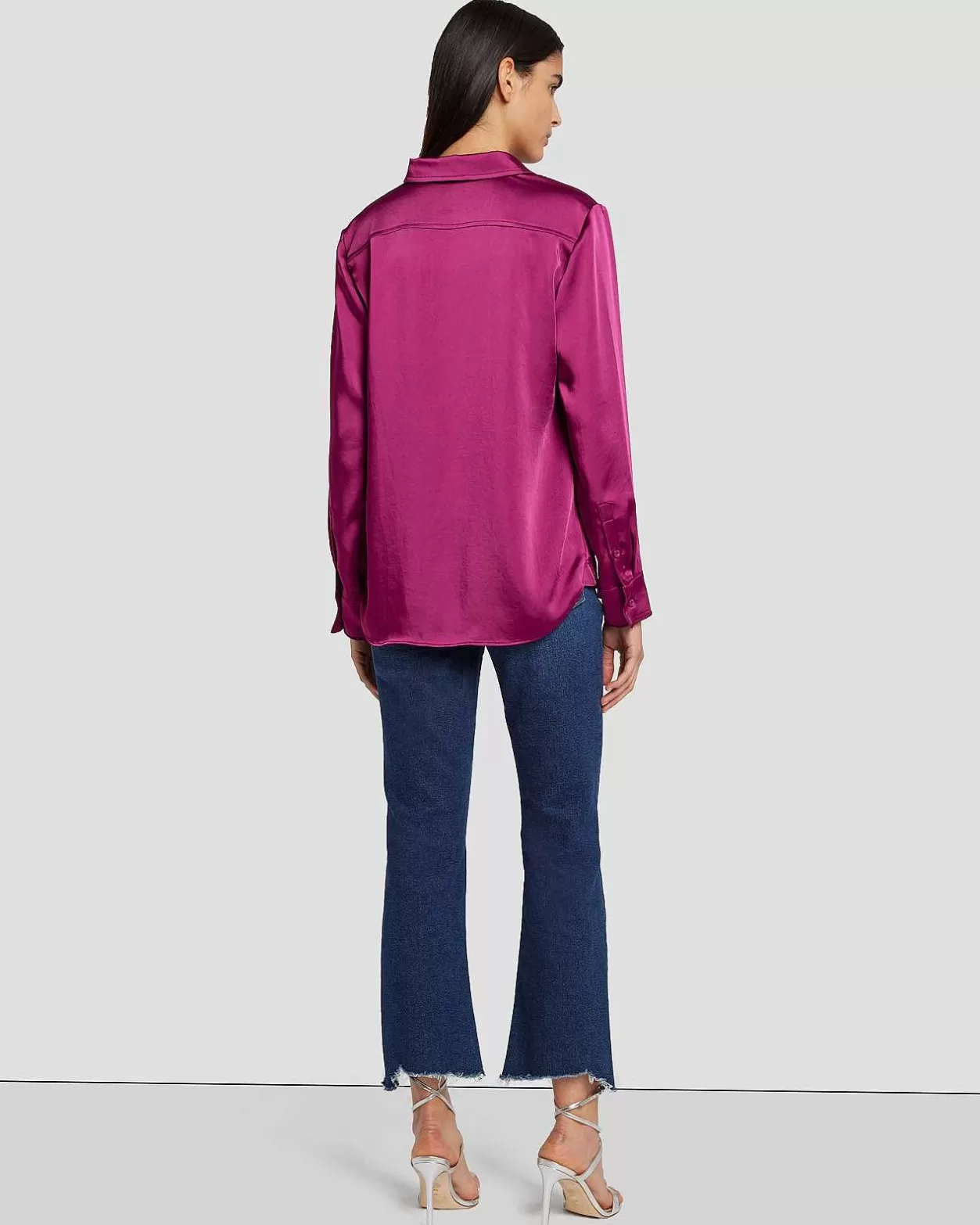 Women 7 For All Mankind Tops*Satin Button Up Shirt In Raspberry