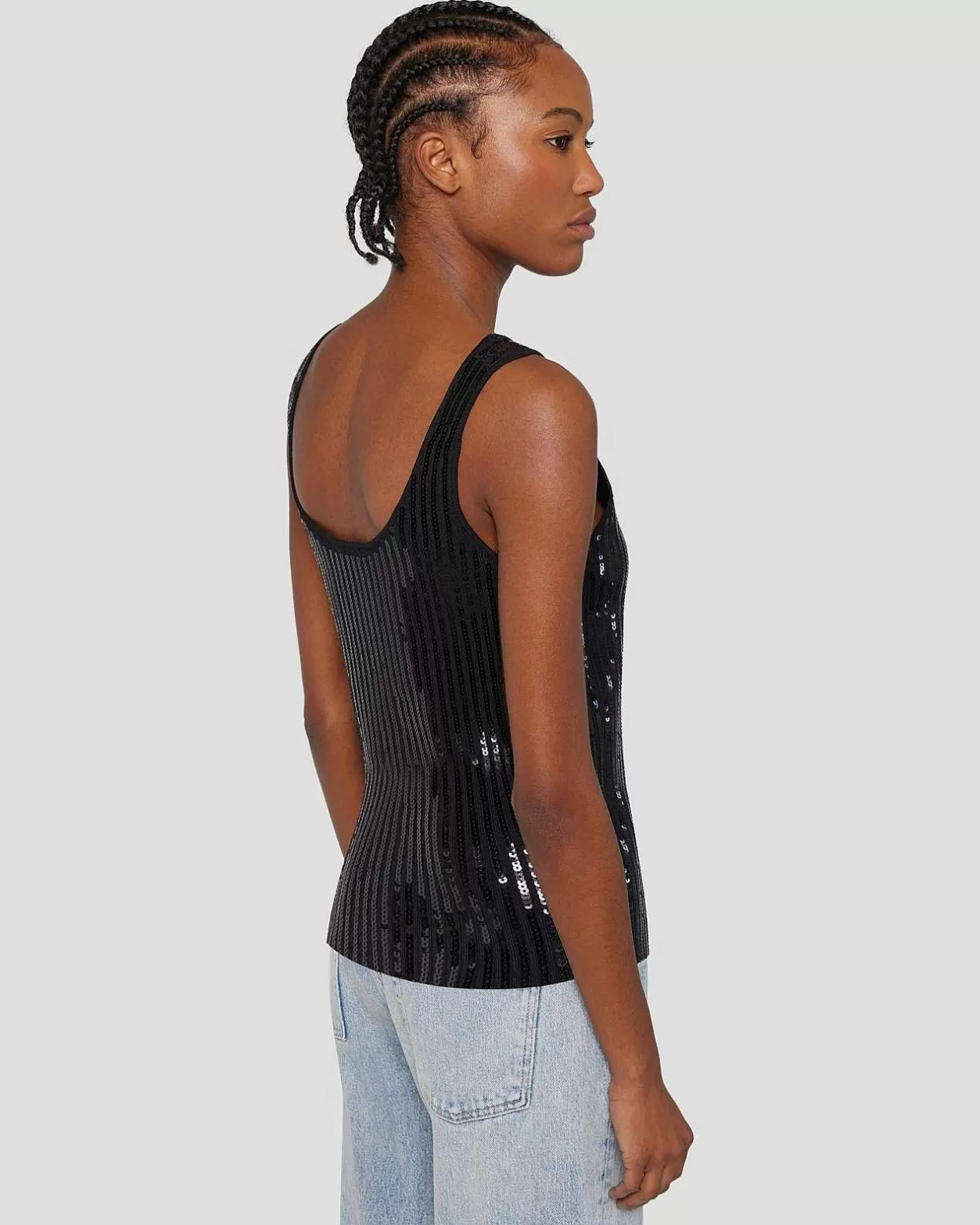 Women 7 For All Mankind Tops*Sequin Tank In Black