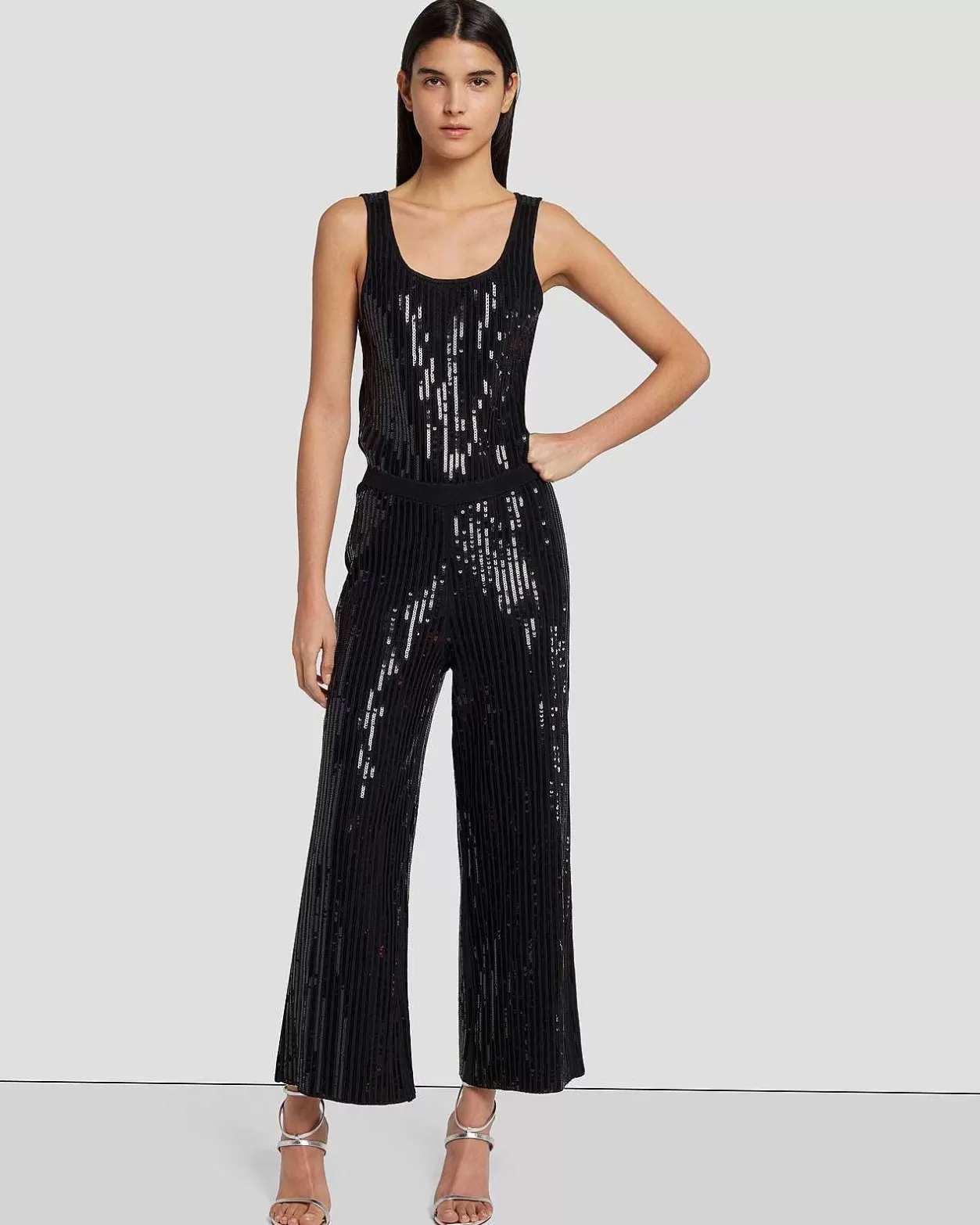 Women 7 For All Mankind Dresses & Jumpsuits*Sequin Wide Leg Knit Jumpsuit In Black