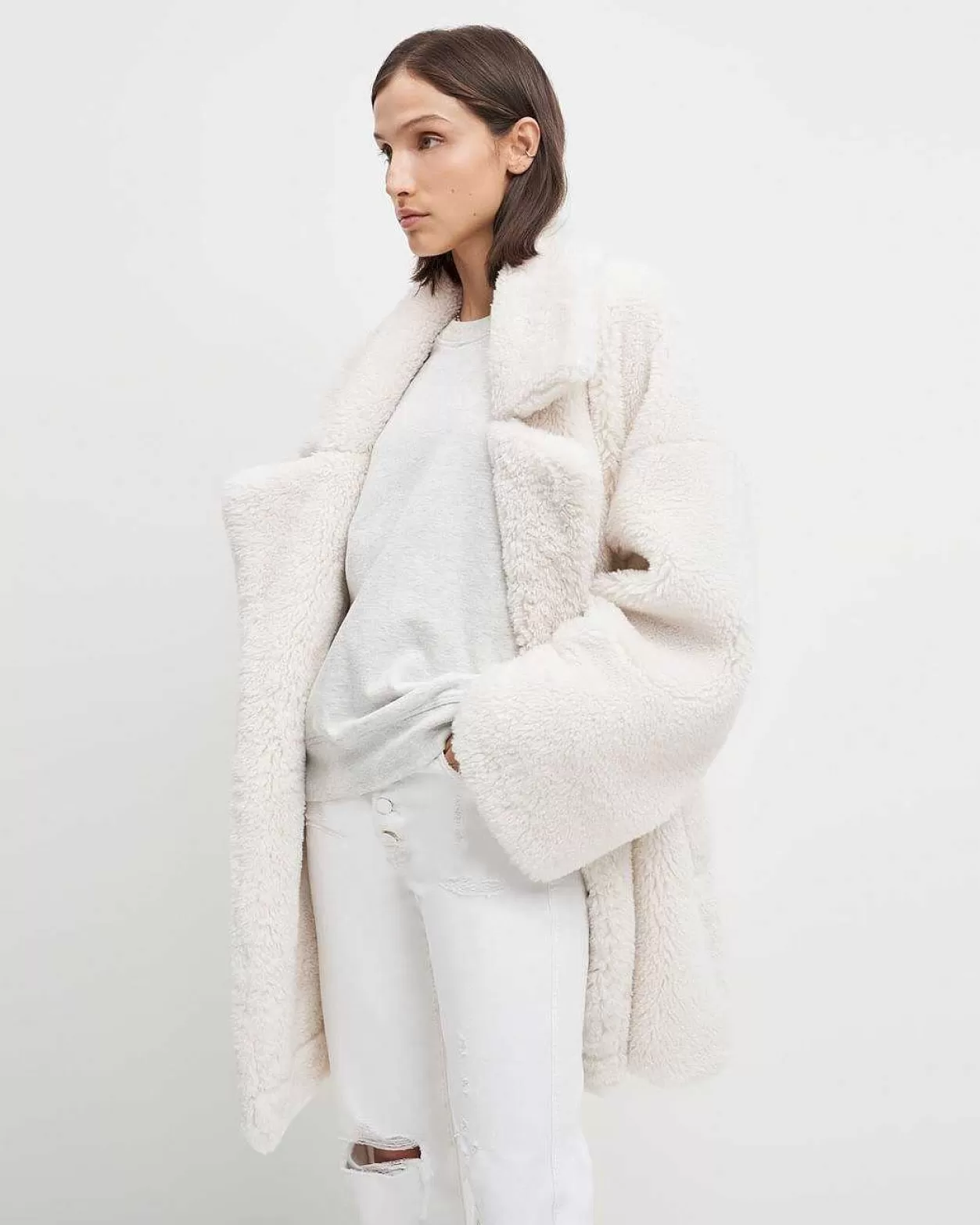 Women 7 For All Mankind Jackets & Coats*Shearling Cozy Coat In Ivory