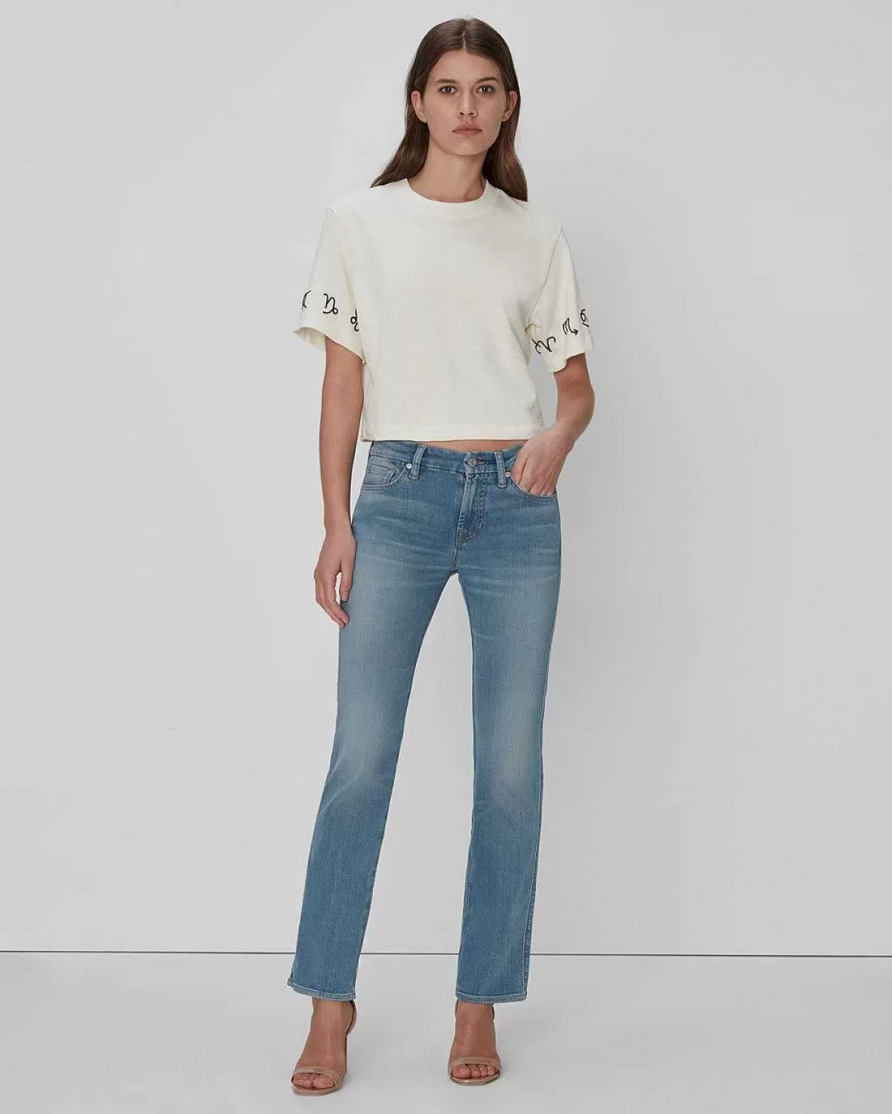 Women 7 For All Mankind Jeans*Slim Illusion Kimmie Straight In Delphi