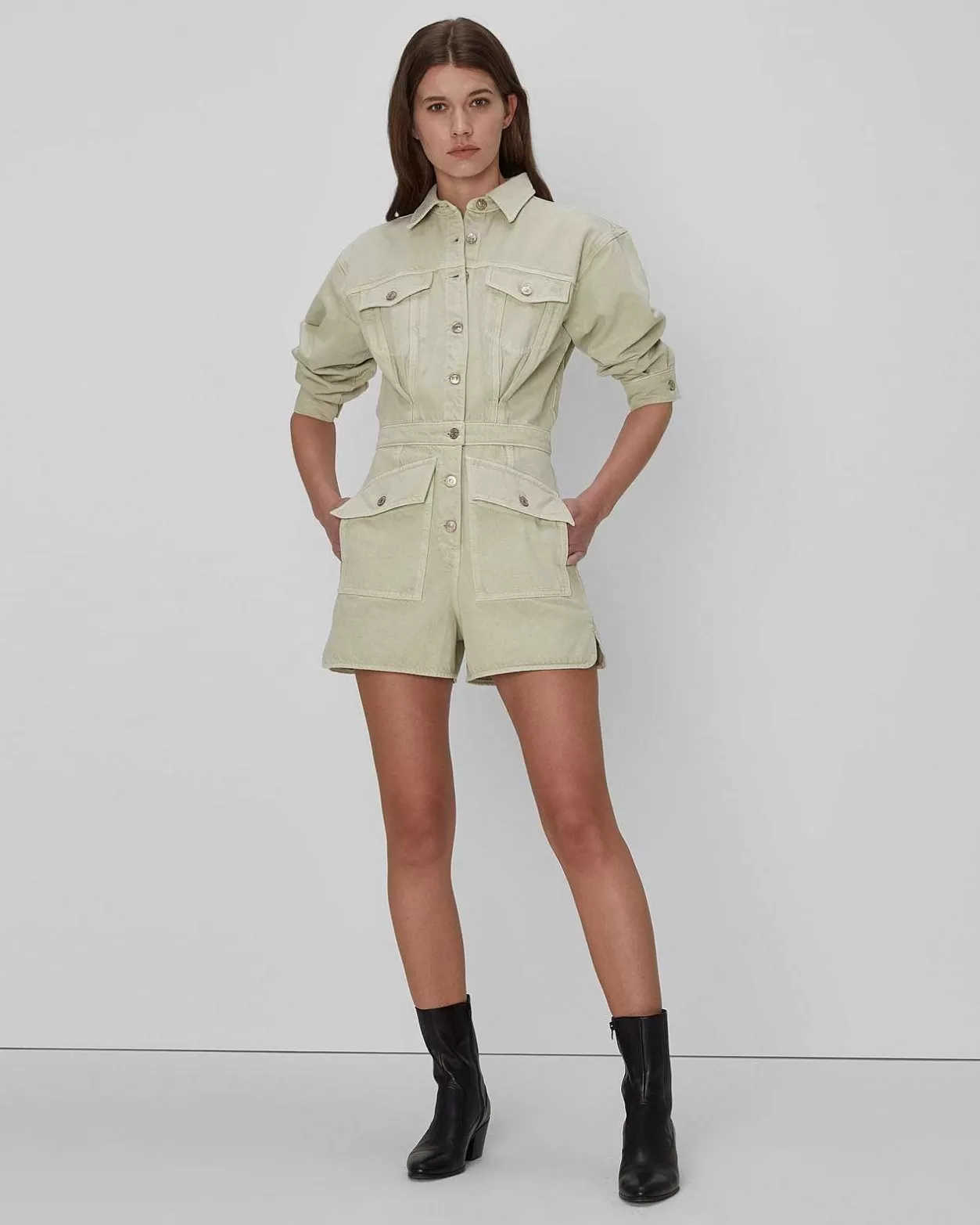 Women 7 For All Mankind Jeans*Surplus Romper In Olive