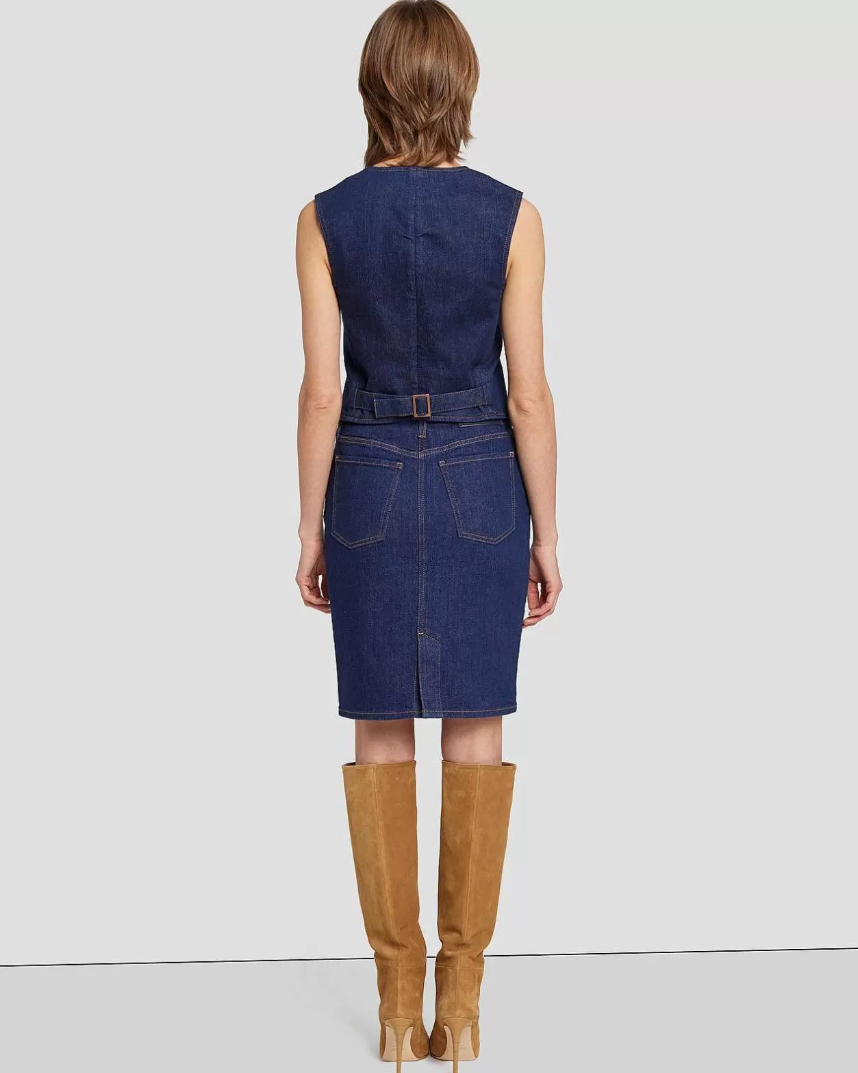 Women 7 For All Mankind Jeans*Tailored Denim Vest In Magnolia