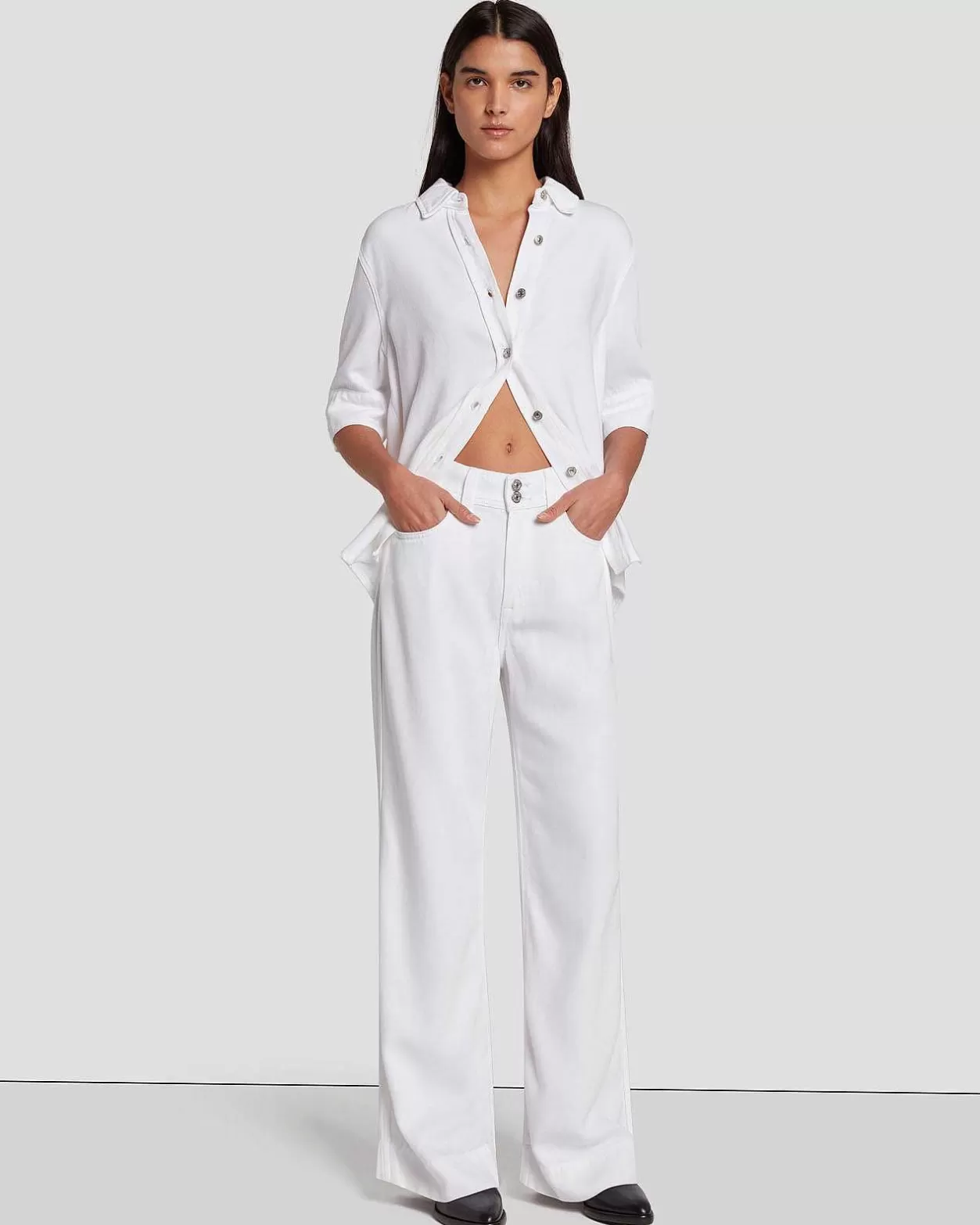 Women 7 For All Mankind Jeans*Tailorless Denim Lustre Modern Dojo In Brilliant White