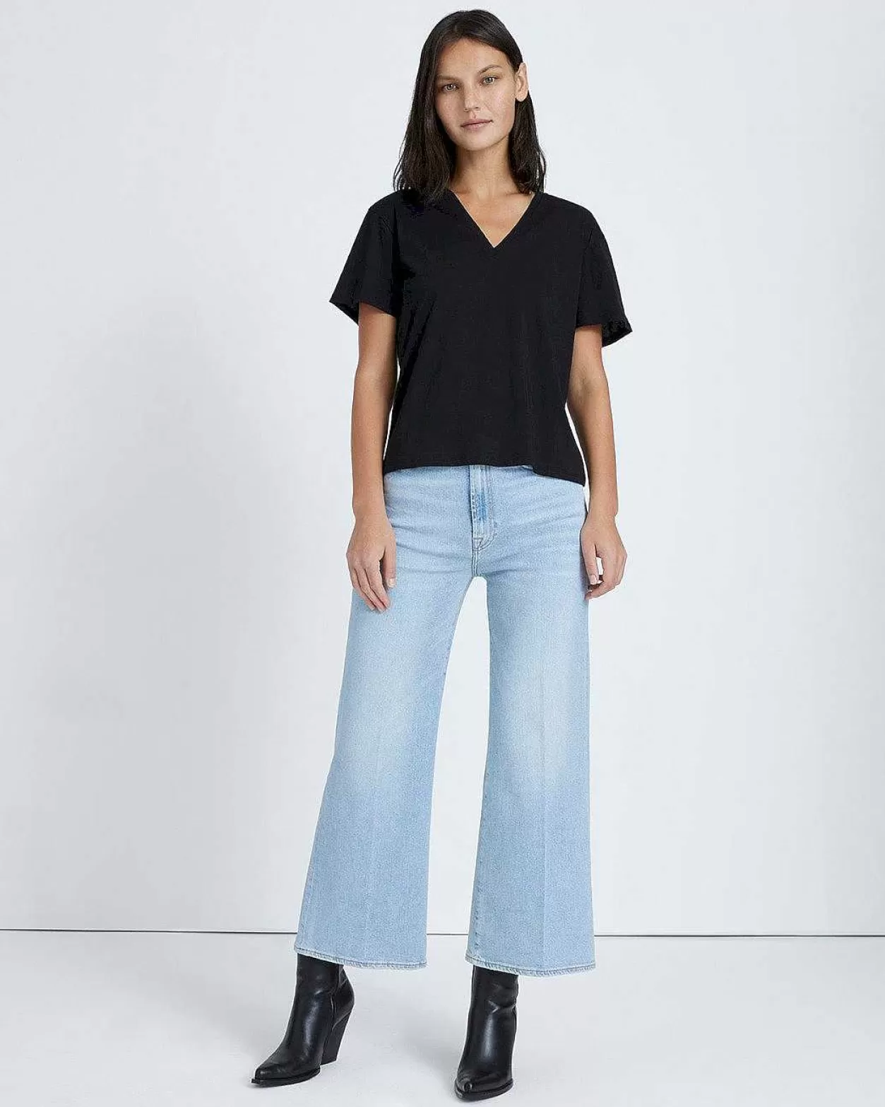 Women 7 For All Mankind Tops*V-Neck Tee In Black